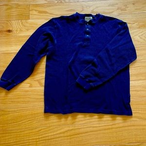 Mens long sleeve navy thermal shirt. Large Henley